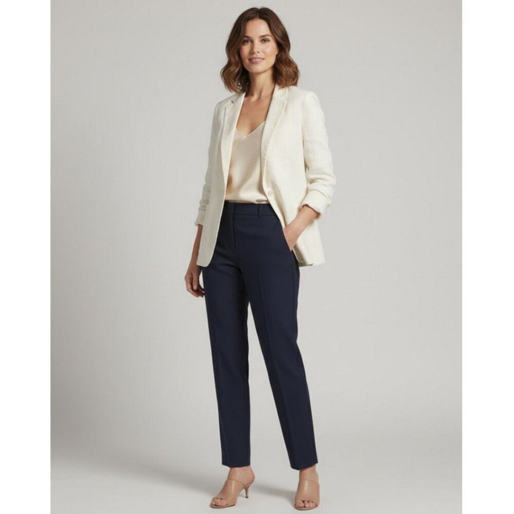 Theory CEIT Ivory Linen Blend Single-Button Blazer Jacket - Women's Size 4